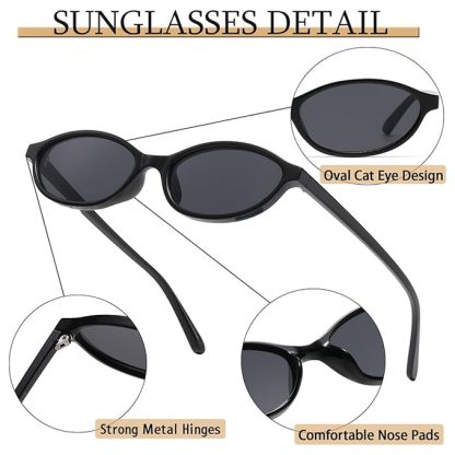 Lentes de sol retro ovaladas de ojo de gato para mujer - Imagen 2
