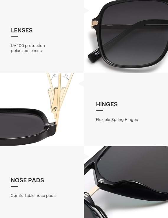 SOJOS. Lentes de sol para mujeres y hombres. Cuadrados, retro y polarizados - Imagen 3